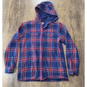LL Bean Shirt Mens XS‎ Blue/Red Plaid Fleece Lined Shacket Flannel Jacket